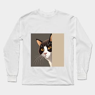 Peekaboo Cat - Peeking Feline Fantasy Long Sleeve T-Shirt